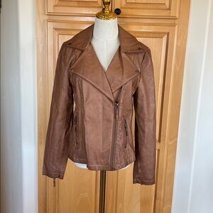 Max Studio Tan  leather-like Jacket
